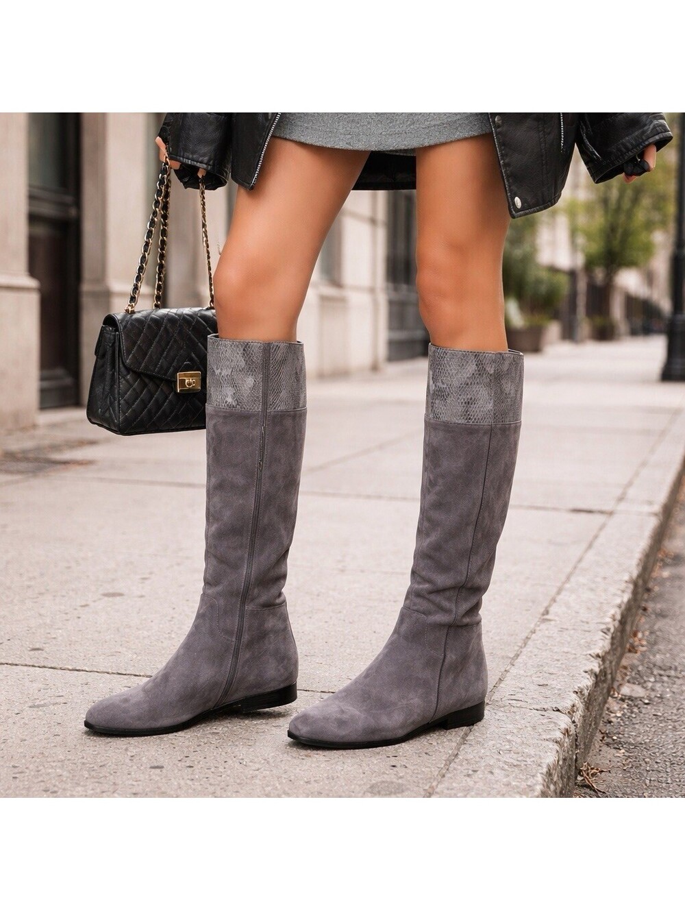 TSUBO Gray Suede Knee High Boots